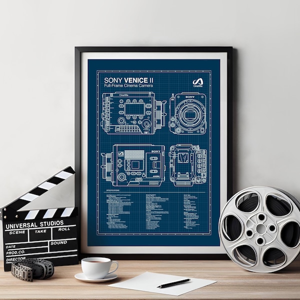 Sony Venice 2 Cinema Camera, Blueprint Poster, Camera Poster, Camera Print, Gift for Cinema Lovers, Digital Wall Art, Gift for House