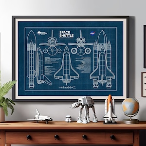 Póster de transbordador espacial, nave espacial, NASA, póster de orbitador, impresión de cohete espacial, decoración con temática espacial, póster aeroespacial, descarga instantánea