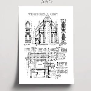 Westminster Abbey Blueprint: Gothic Architecture Art Print (Digital Download) image 10
