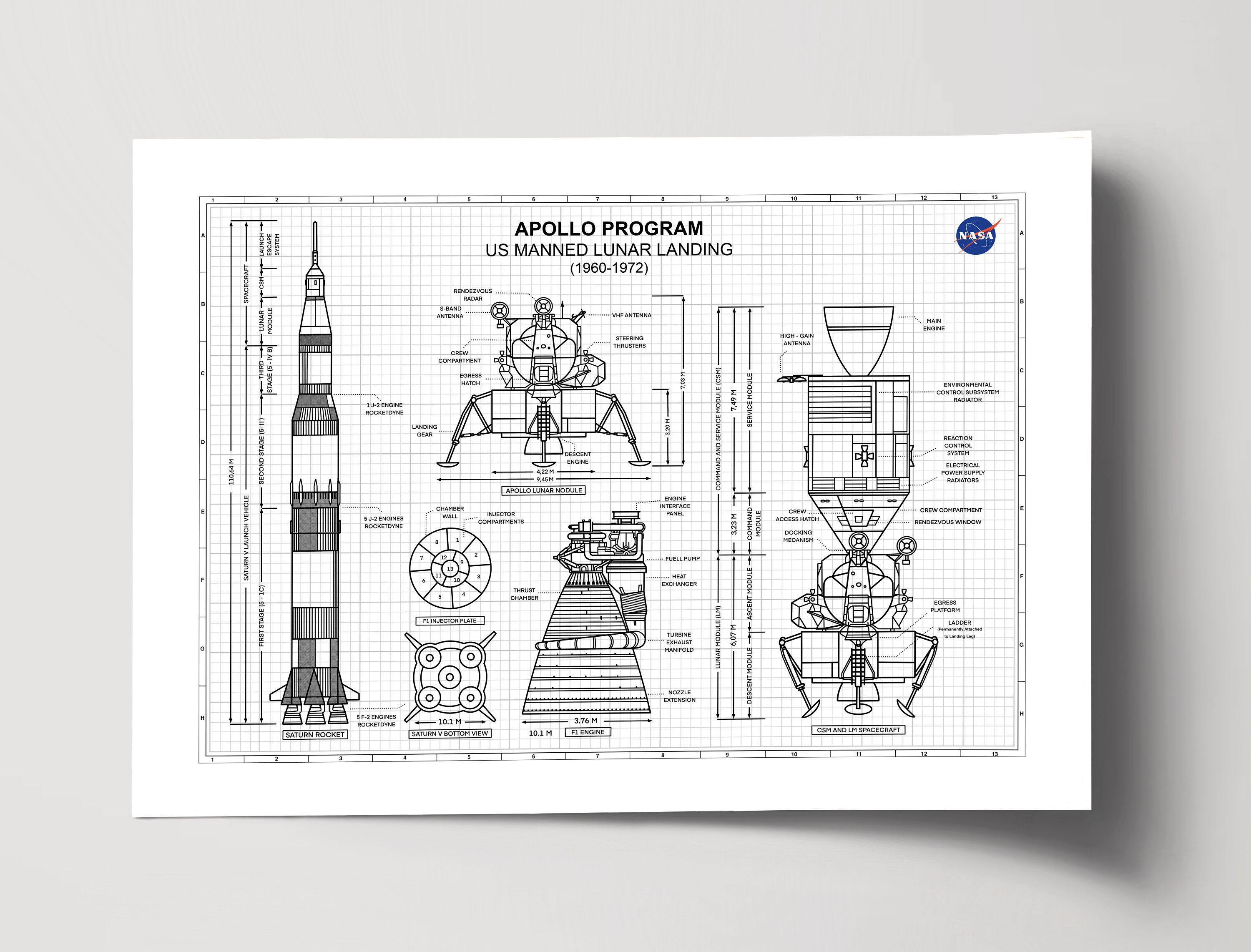 Apollo 11 Rocket Blueprints Plans