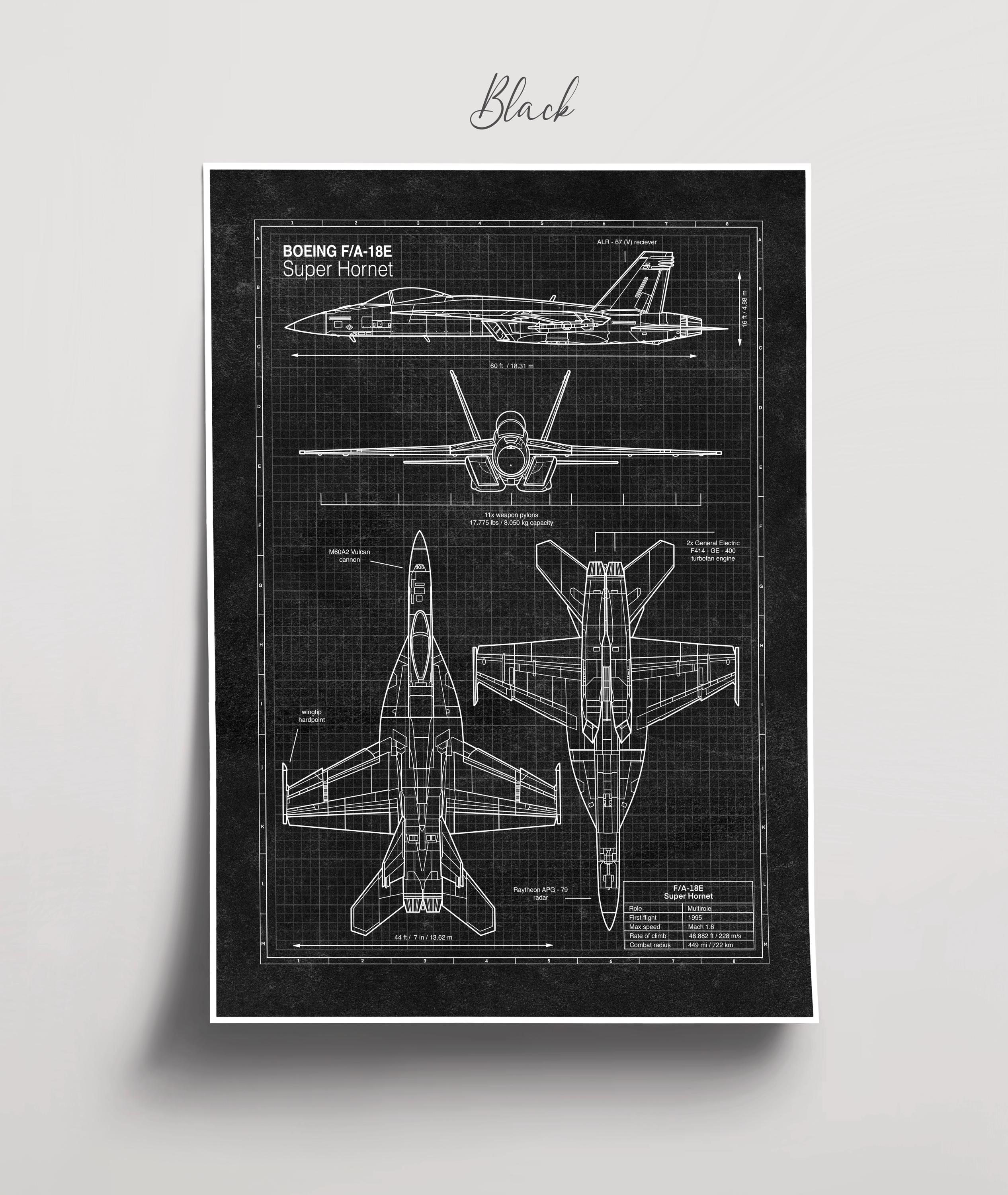 mz ポスター A1 サイズ (~A4まで対応可) F-18ホーネット 設計図 F~A-18
