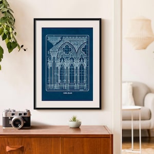 Planta arquitetônica gótica, desenho imprimível de catedral histórica, arte de parede para arquitetos e historiadores (download digital) imagem 5