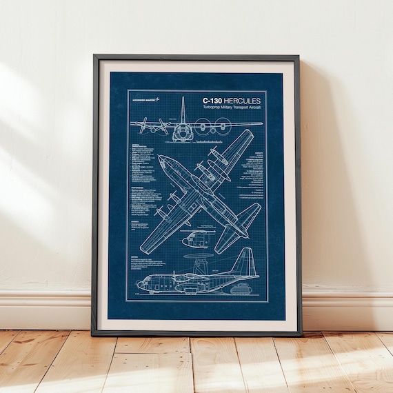 C-130 Hercules Blueprint Poster, Lockheed Martin Military