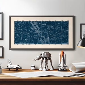 Celestial Map Blueprint, Vintage Star Chart Wall Art, Constellation Print, Astronomy Gift (DIGITAL DOWNLOAD)