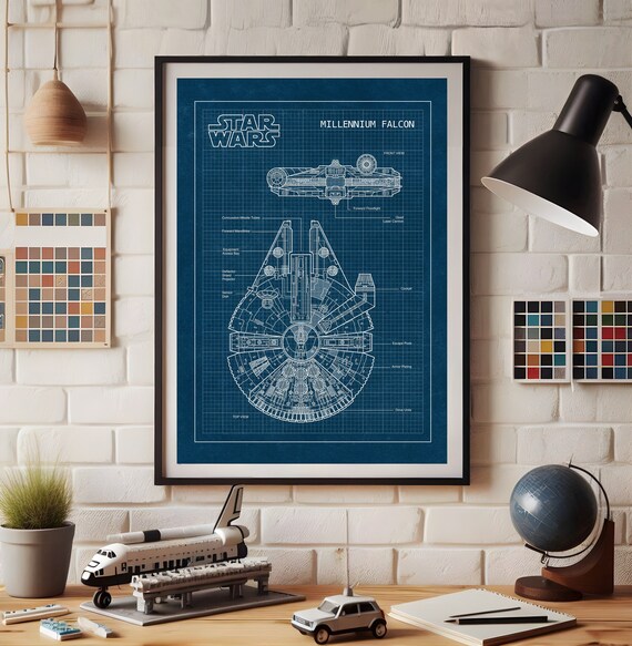 Millennium Falcon Blueprint: Star Wars Wall Art (digital