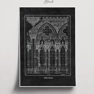 Planta arquitetônica gótica, desenho imprimível de catedral histórica, arte de parede para arquitetos e historiadores (download digital) imagem 18