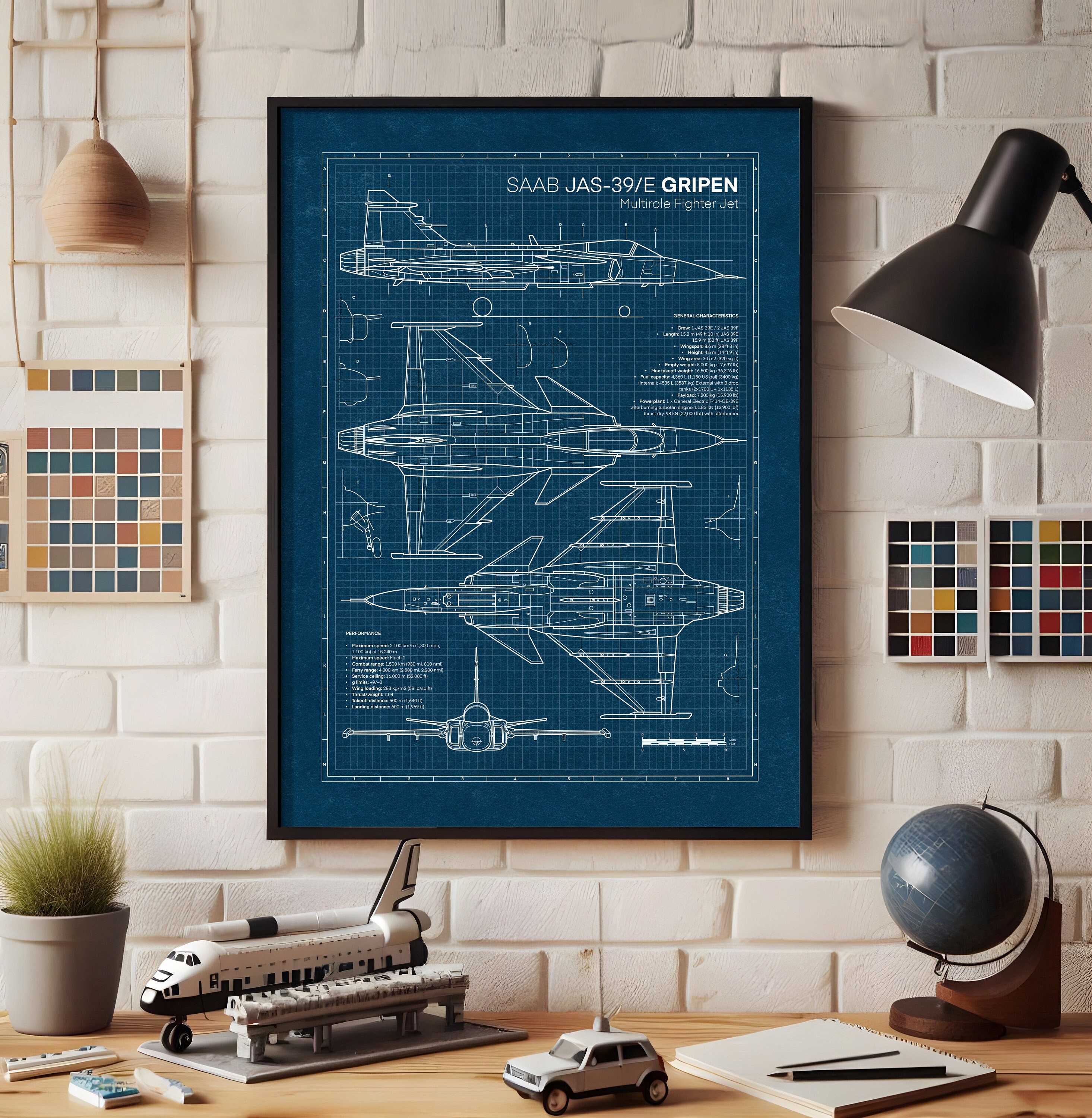 Saab JAS-39 Gripen Fighter Jet Poster, Swedish Military Aircraft Art, Aviation Wall Art, Aviation Gift, Military Decor gift, Pilot Gift