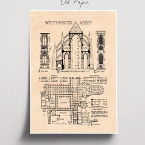 Westminster Abbey Blueprint: Gothic Architecture Art Print (Digital Download) image 9