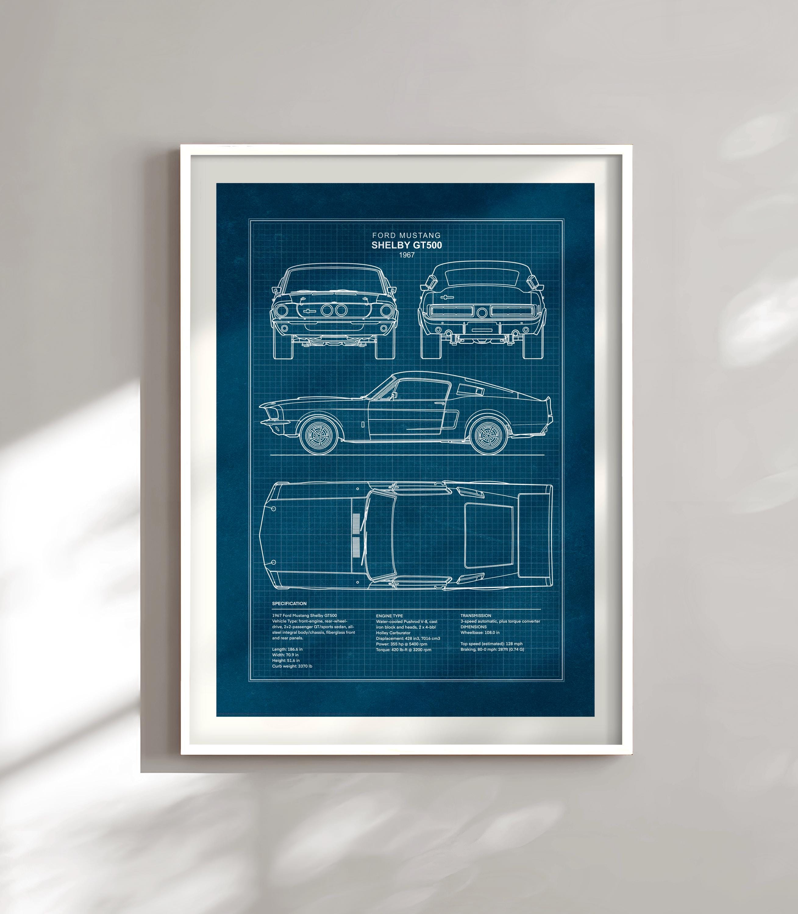 1967年式フォード・マスタング・シェルビーGT500の設計図、クラシック