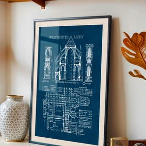 Westminster Abbey Blueprint: Gothic Architecture Art Print (Digital Download) image 3