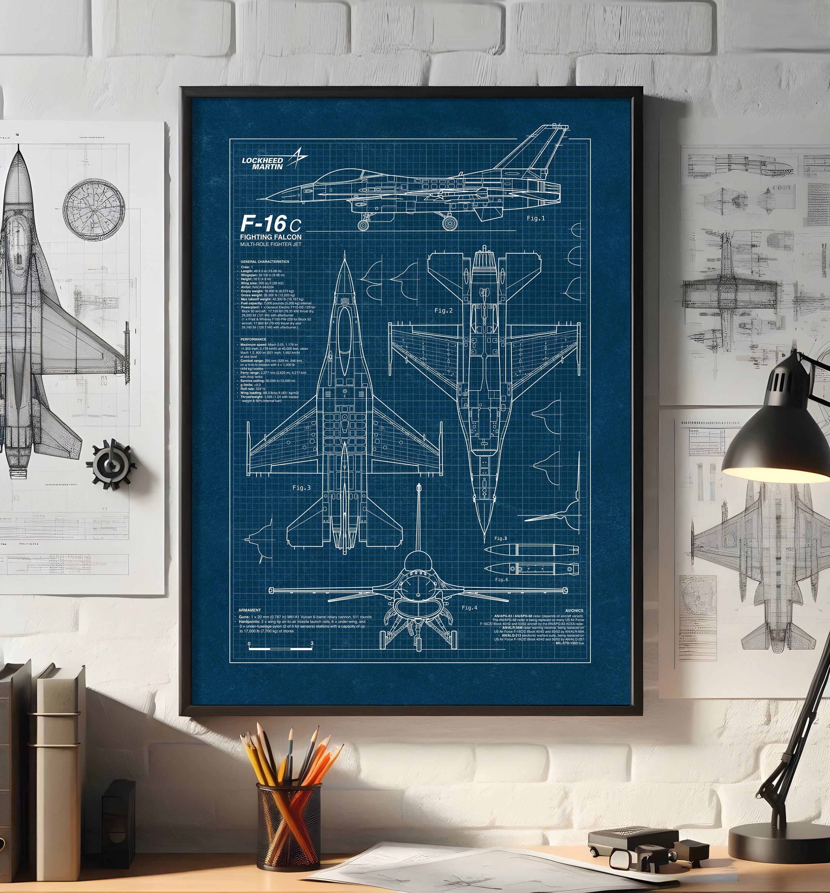 F-16 Fighting Falcon, Poster avion, Décoration aviation, Poster Blueprint, Cadeau aviation, Cadeau militaire, Poster avion de chasse, TÉLÉCHARGEMENT IMMÉDIAT