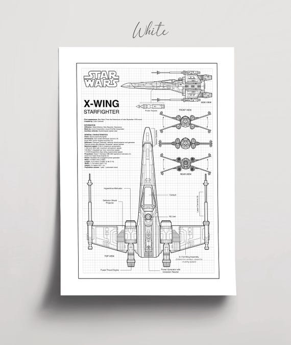 X-wing Fighter Blueprint Poster: Star Wars Wall Art, Sci-fi Geek