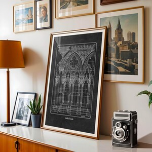 Planta arquitetônica gótica, desenho imprimível de catedral histórica, arte de parede para arquitetos e historiadores (download digital) imagem 14