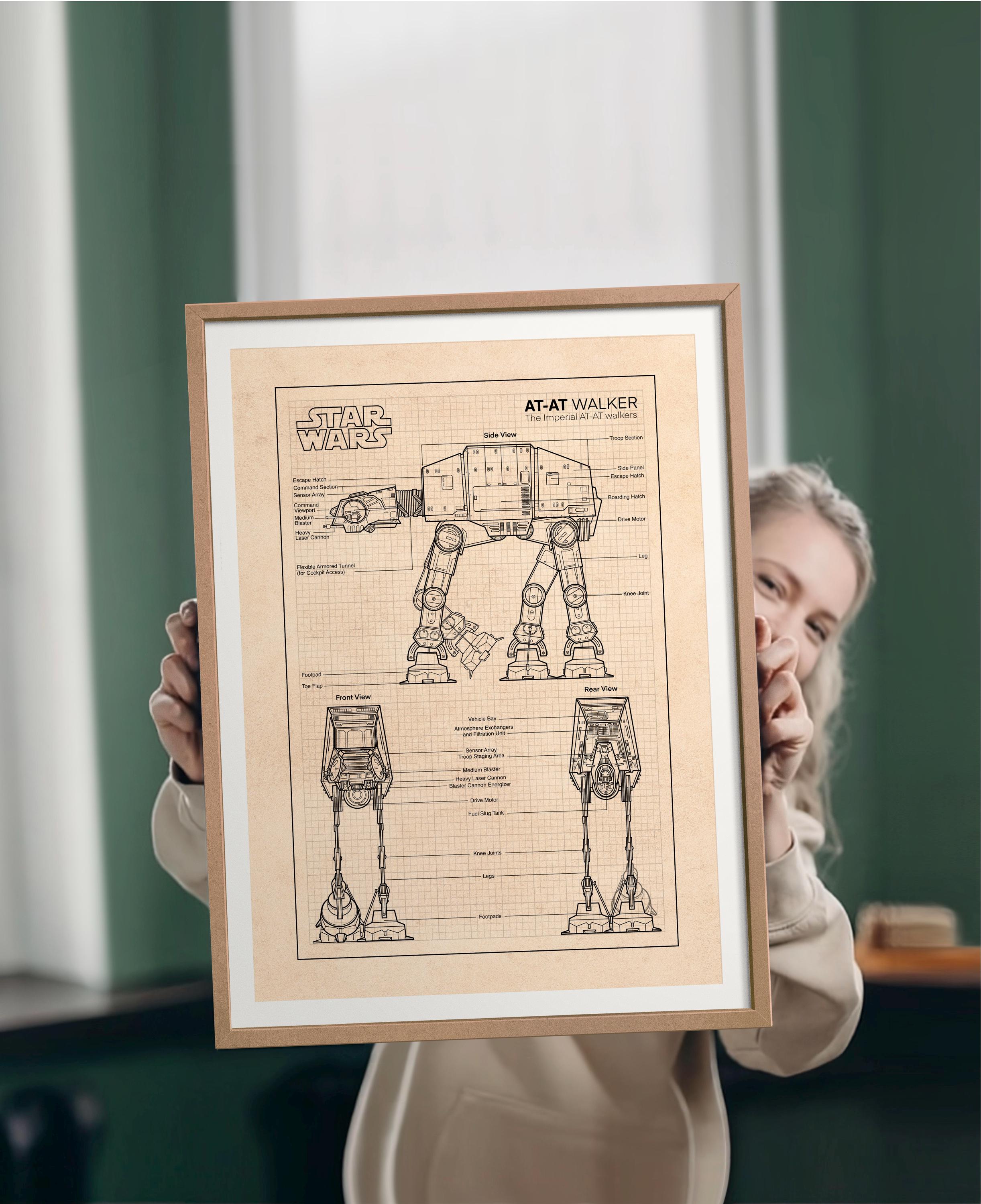 AT-AT ウォーカーの設計図：スター・ウォーズ ウォールアート、SF
