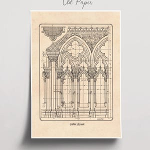 Planta arquitetônica gótica, desenho imprimível de catedral histórica, arte de parede para arquitetos e historiadores (download digital) imagem 19