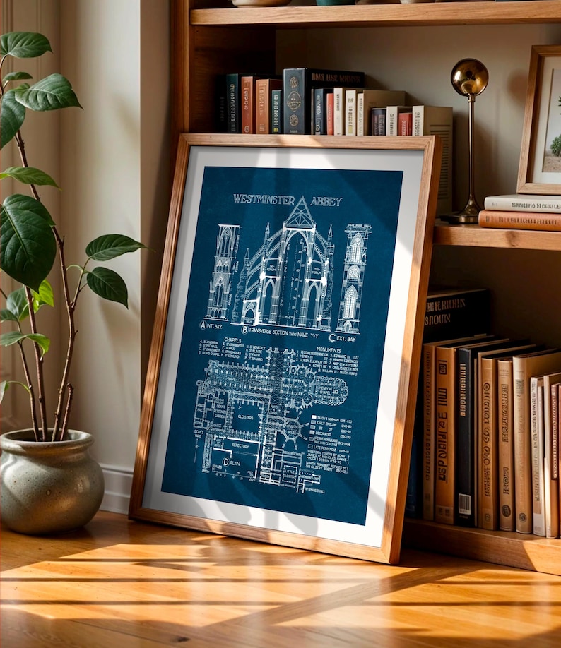 Westminster Abbey Blueprint: Gothic Architecture Art Print (Digital Download) image 5