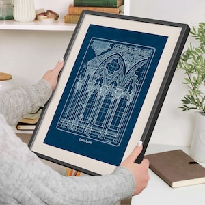 Planta arquitetônica gótica, desenho imprimível de catedral histórica, arte de parede para arquitetos e historiadores (download digital) imagem 4