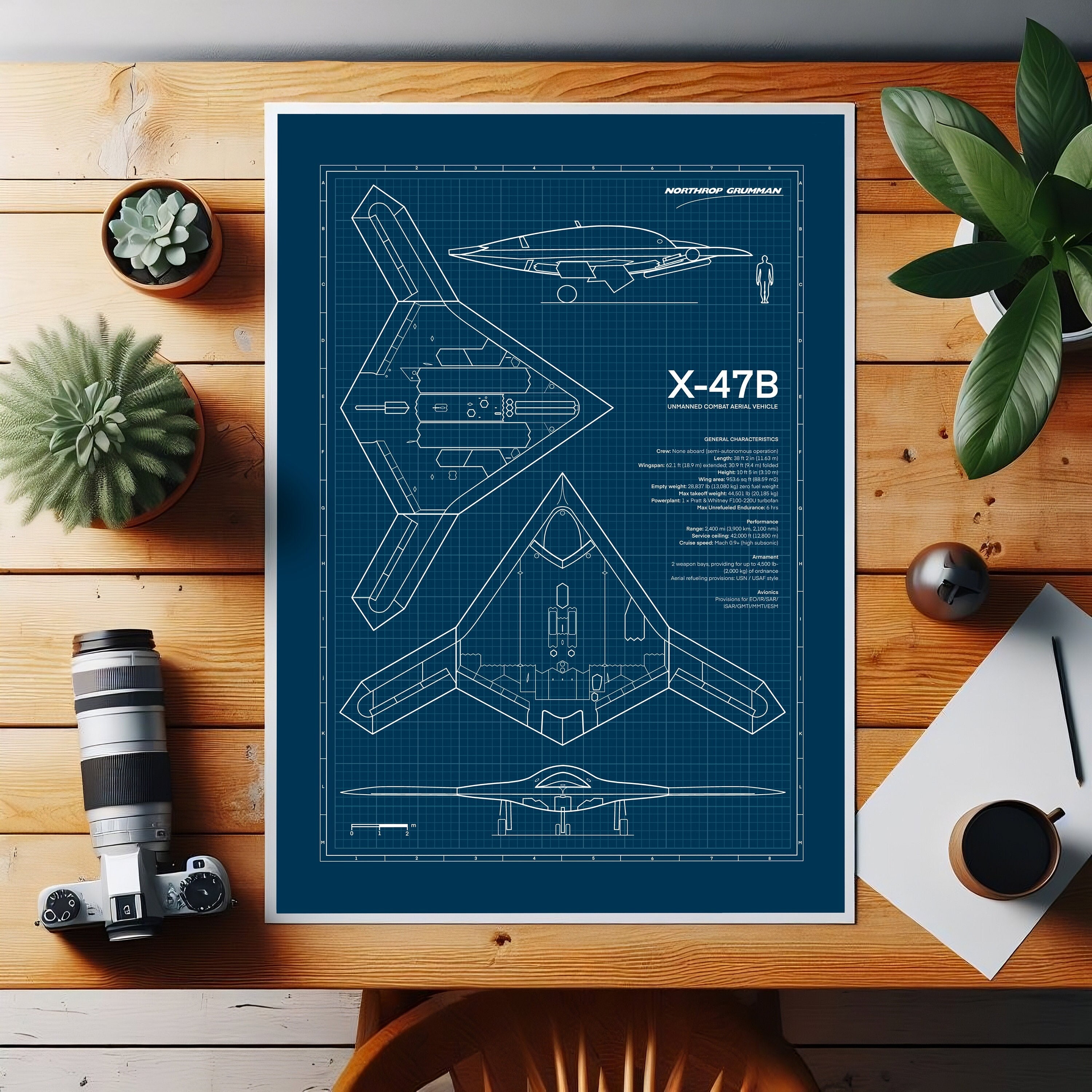 X-47B Aircraft Print, Blueprint Poster, Aviation Gift, Aviation ...