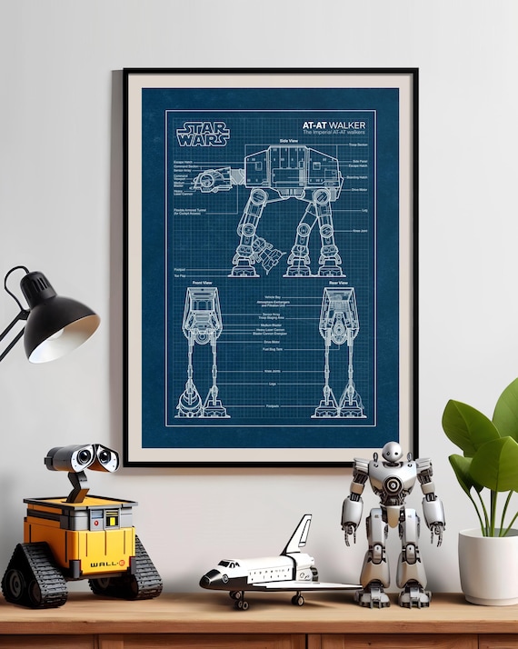 AT-AT Walker Blueprint: Star Wars Wall Art, Sci-fi Geek Decor