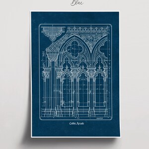 Planta arquitetônica gótica, desenho imprimível de catedral histórica, arte de parede para arquitetos e historiadores (download digital) imagem 17