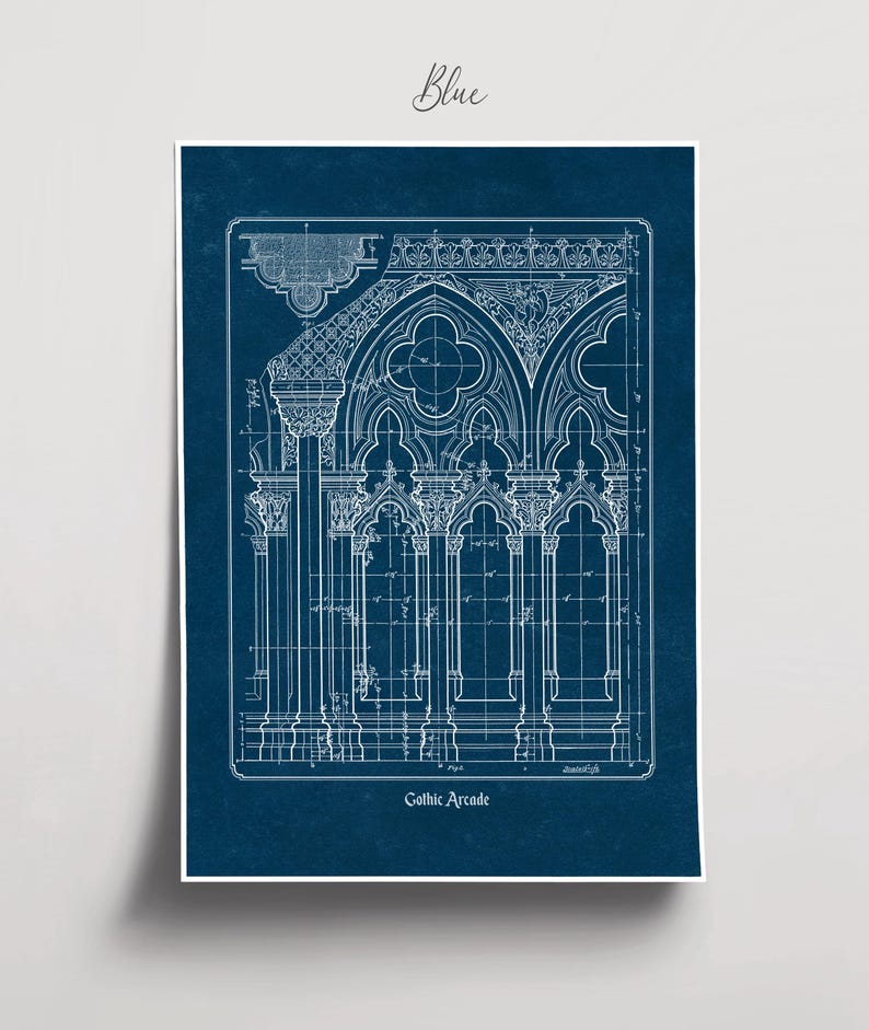 Planta arquitetônica gótica, desenho imprimível de catedral histórica, arte de parede para arquitetos e historiadores (download digital) imagem 17