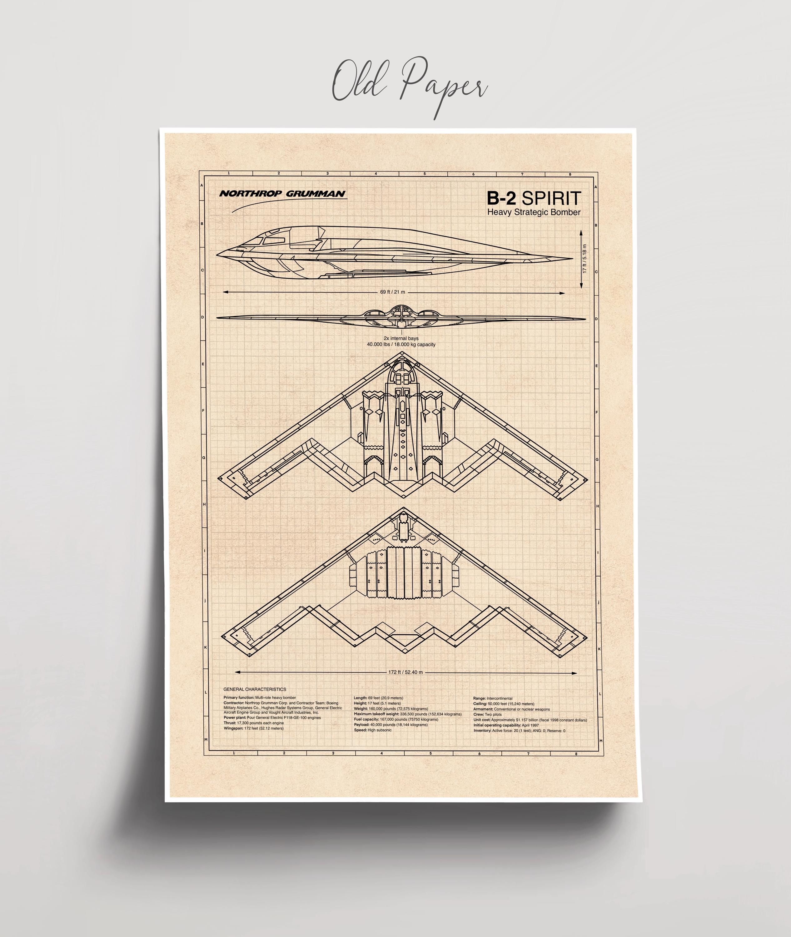 ⚫︎非売品⚫︎ DEEP 47 IMPACT / 公式ポスター / B2サイズ B-2スピリット爆撃機の設計図ポスター、軍用航空機ウォールアート