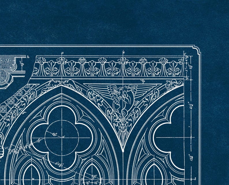 Planta arquitetônica gótica, desenho imprimível de catedral histórica, arte de parede para arquitetos e historiadores (download digital) imagem 2