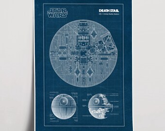 デス・スターの設計図：スター・ウォーズ ウォールアート、SF オタク風