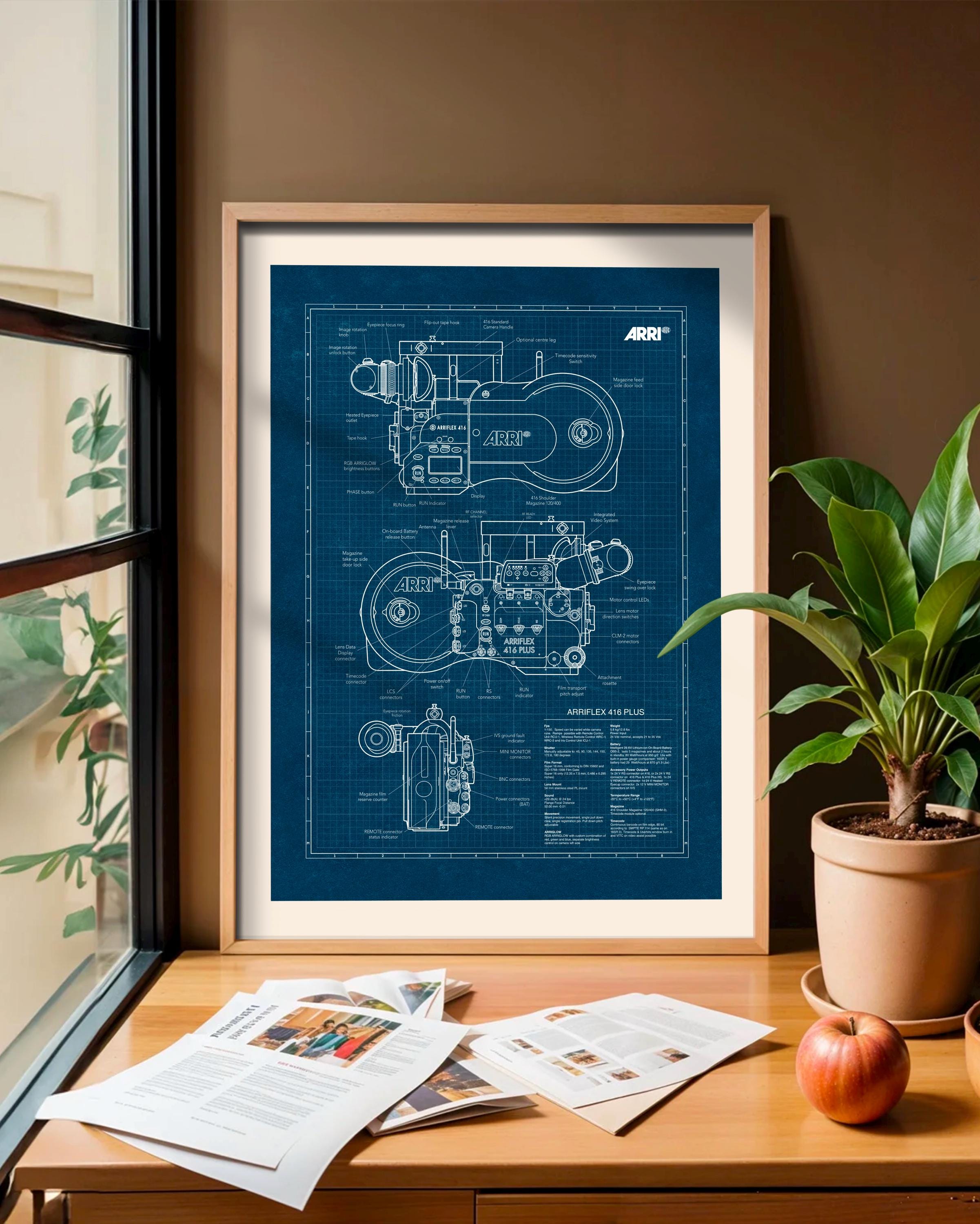 Arriflex 416 Blueprint Poster: Cinema Camera Wall Art, Cinema Gear