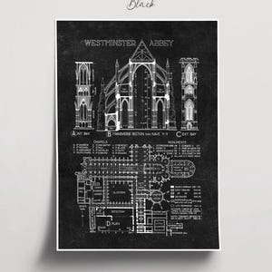 Westminster Abbey Blueprint: Gothic Architecture Art Print (Digital Download) image 8