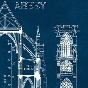 Westminster Abbey Blueprint: Gothic Architecture Art Print (Digital Download) image 2