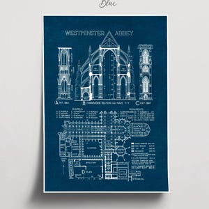 Westminster Abbey Blueprint: Gothic Architecture Art Print (Digital Download) image 7