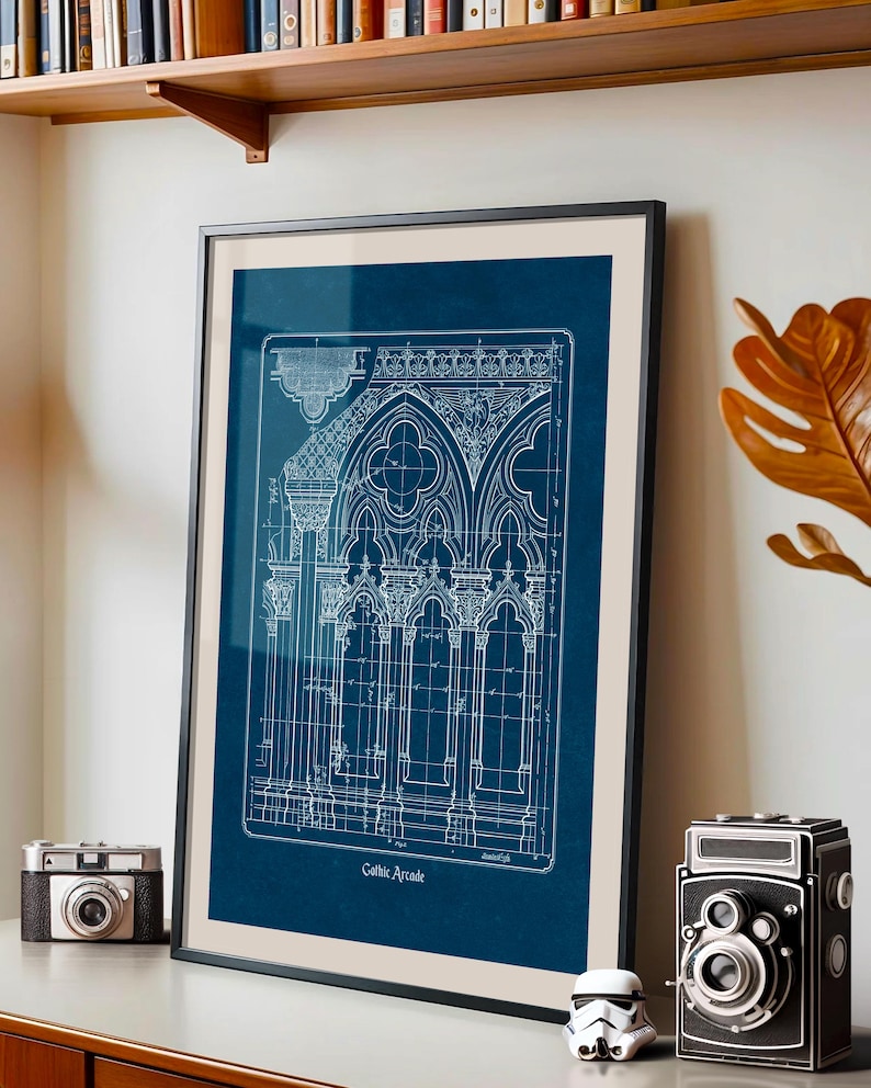Planta arquitetônica gótica, desenho imprimível de catedral histórica, arte de parede para arquitetos e historiadores (download digital) imagem 9