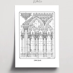 Planta arquitetônica gótica, desenho imprimível de catedral histórica, arte de parede para arquitetos e historiadores (download digital) imagem 20
