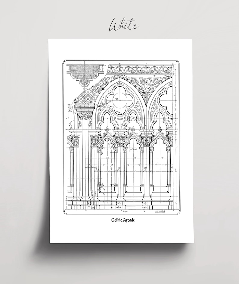 Planta arquitetônica gótica, desenho imprimível de catedral histórica, arte de parede para arquitetos e historiadores (download digital) imagem 20