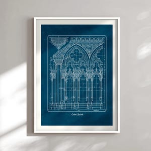 Planta arquitetônica gótica, desenho imprimível de catedral histórica, arte de parede para arquitetos e historiadores (download digital) imagem 16