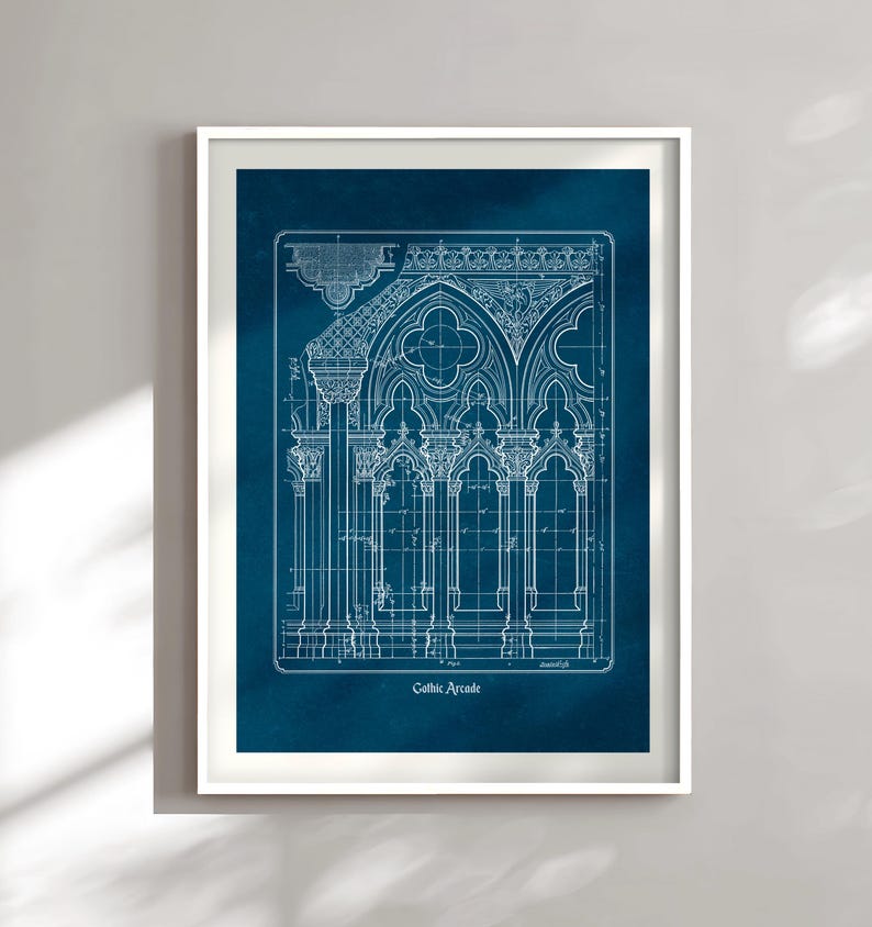 Planta arquitetônica gótica, desenho imprimível de catedral histórica, arte de parede para arquitetos e historiadores (download digital) imagem 16