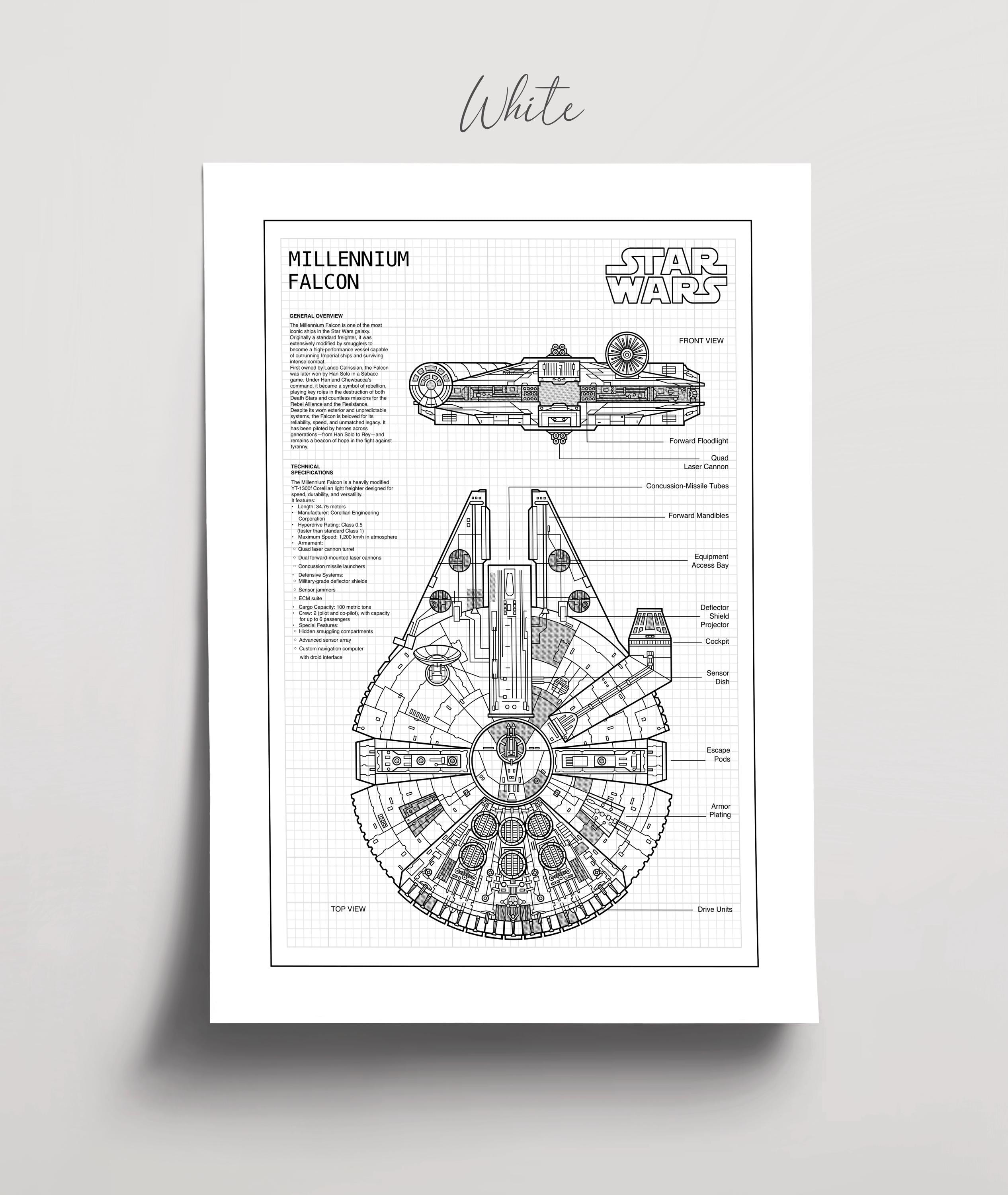 ミレニアム・ファルコンの設計図：スター・ウォーズ ウォールアート