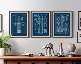 SpaceX Blueprint Poster Set: Falcon Heavy, Starship, Crew Dragon (Digitaler Download)