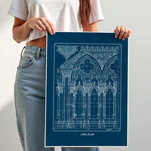 Planta arquitetônica gótica, desenho imprimível de catedral histórica, arte de parede para arquitetos e historiadores (download digital) imagem 10