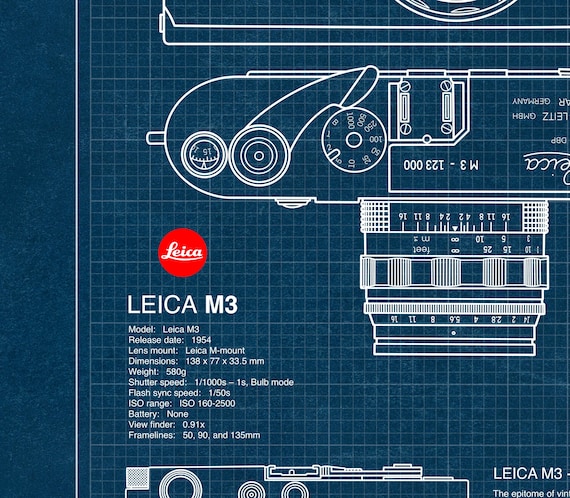ライカM3 ブループリントポスター：ヴィンテージカメラのウォール