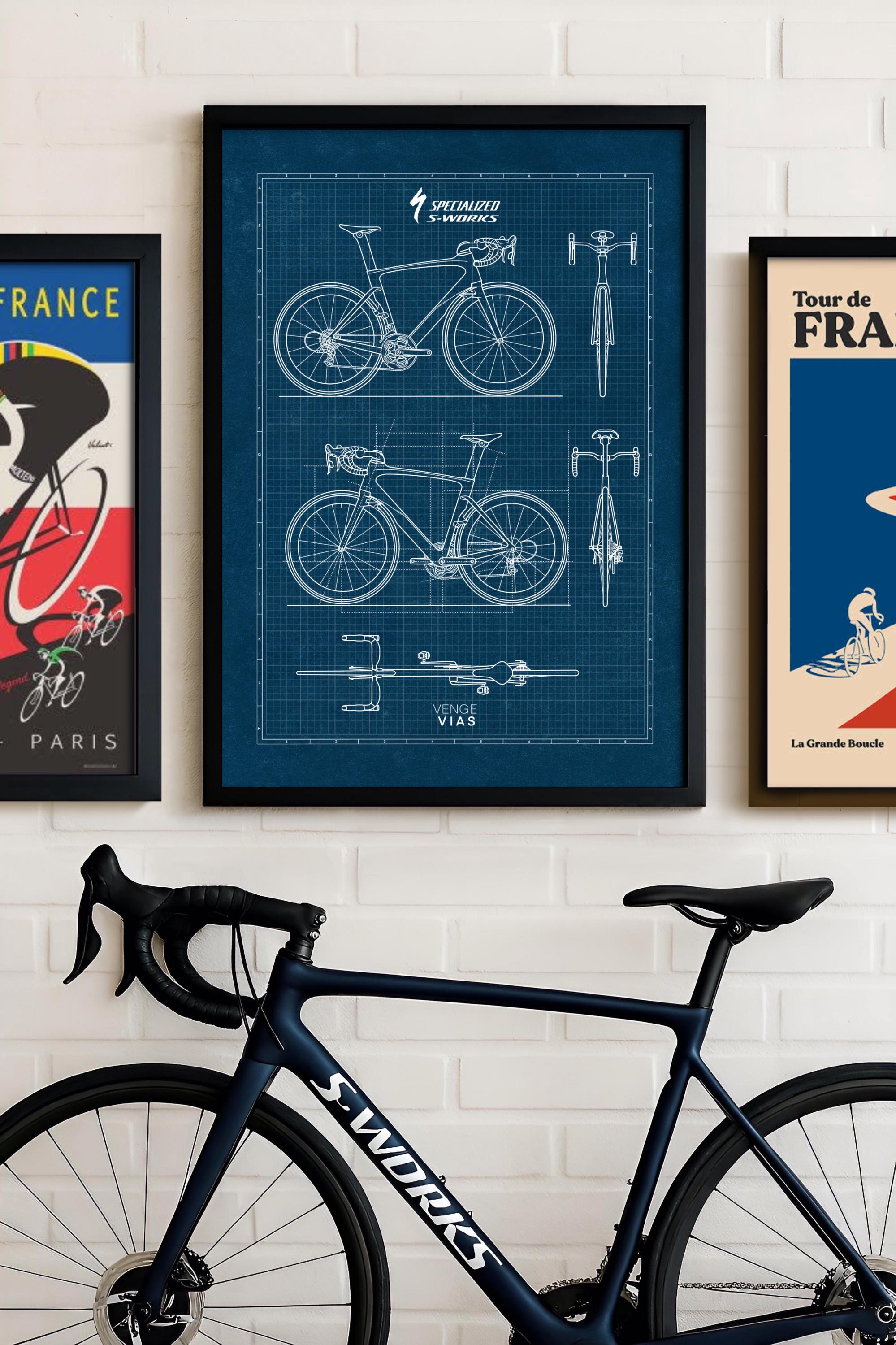 Specialized S-Works ブループリントポスター：自転車ウォールアート