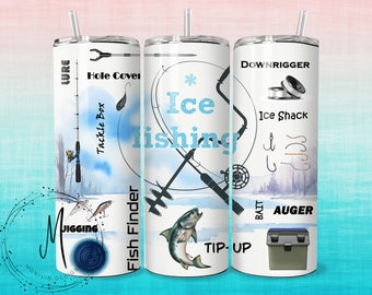 Ice Fishing - 20oz Tumbler Wrap PNG Digital File For Sublimation
