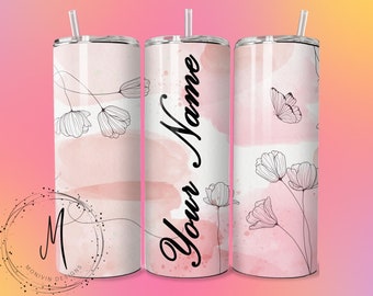 Nahtlos - Pastell Anhänger: Whimsy auf einem weichen Pulver Hintergrund - Fügen Sie Ihren eigenen Namen hinzu - 20 Unzen Tumbler Wrap PNG digitale Datei für Sublimation