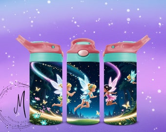 Sans couture - Pixie Dreamscape : Imaginer un monde de magie infinie - 12oz Kid's Straight Sippy Cup Wrap PNG Fichier numérique pour sublimation