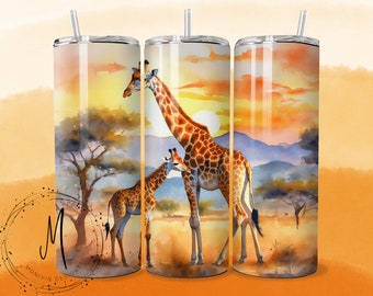 Seamless - "A Mother's Love" - Giraffe's - 20oz Tumbler Wrap PNG Digital File For Sublimation