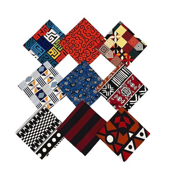 African Fabric quilting squares, Charm Packs - Layer Cake African Fabric Print different pattern squares, 5" and 10" Quilting Fabric Squares