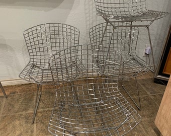 four KNOLL Bertoia Side Chairs Chrome FREE SHIP in lower 48!