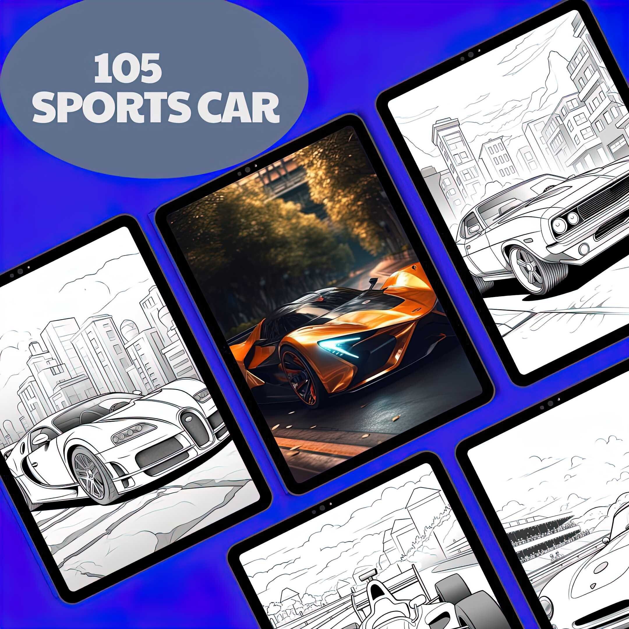 Coloring Sports Car Pages 105 Sport Cars and F1 Printable Coloring Book ...