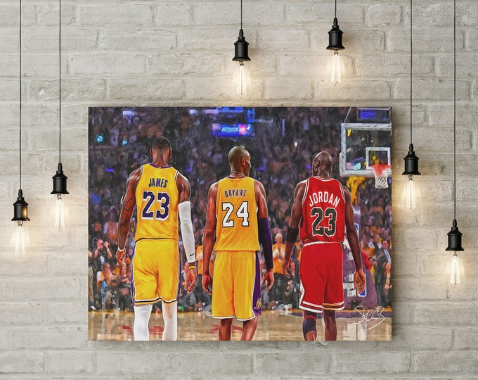 Impression de légendes du basket-ball - Art mural sportif de haute qualité sur toile - Parfait pour les fans de basket-ball - Livraison gratuite